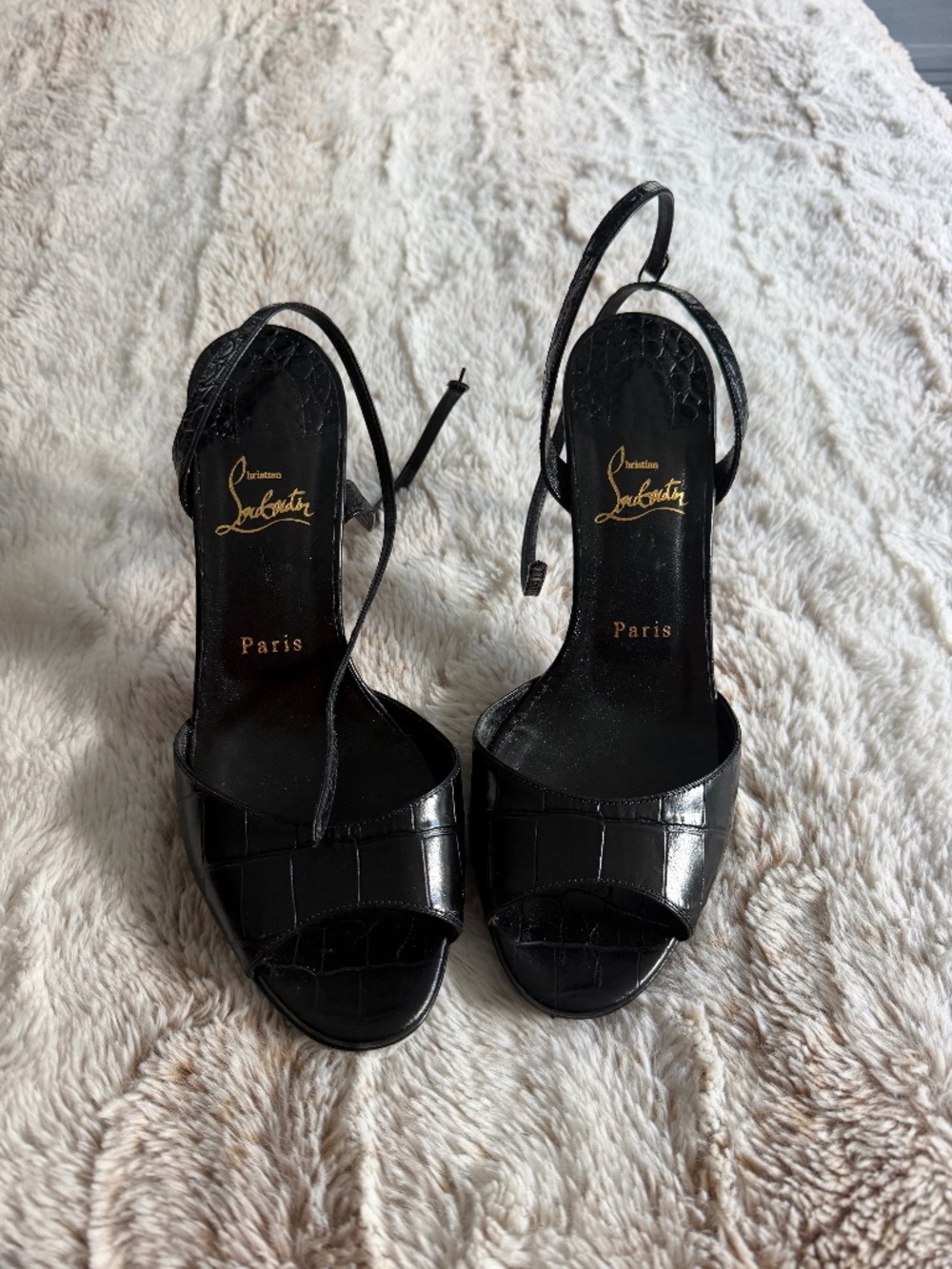 Authentic Christian Louboutin Black Leather Sandals
